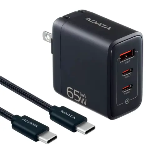 Cargador Adata Tipo C Gan 65W Negro