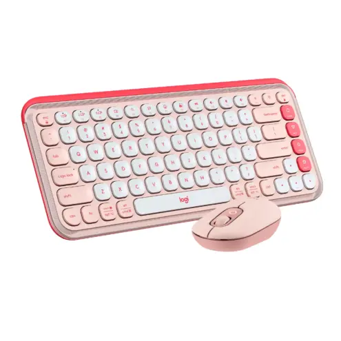 Combo Teclado + Mouse Bluetooth Pop Icon Rosado Logitech