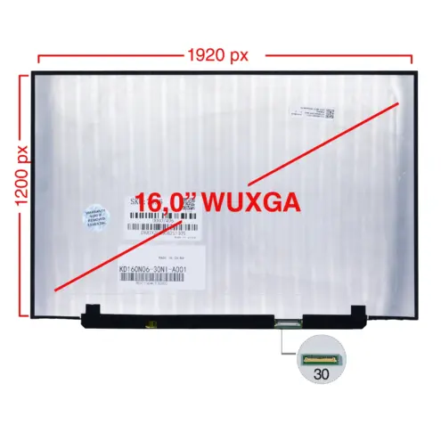 Pantalla para Portátil 16.0" Slim IPS 30 Pines WUXGA KD160N06-30NI-A001