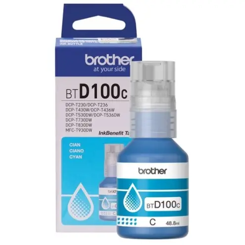 Brother BTD100C Botella de Tinta Cián Ultra Alto Rendimiento - Imprime hasta 5.000 páginas sin interrupciones