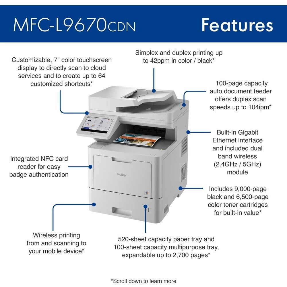 Brother MFC-L9670CDN Impresora Láser Multifunción Color 42 ppm - La potencia profesional que tu empresa necesita