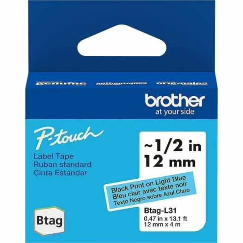 Brother BTAGL31 Cinta P-touch 12mm Negro sobre Azul Claro 4m - Etiquetado profesional con alto contraste