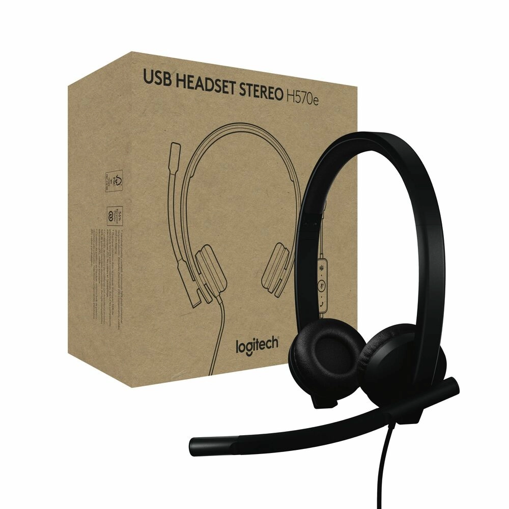 Logitech H570e Stereo Teams USB Negro - Auricular profesional certificado para reuniones sin interrupciones