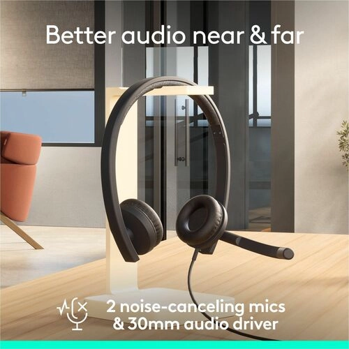 Logitech H570e Stereo Teams USB Negro - Auricular profesional certificado para reuniones sin interrupciones
