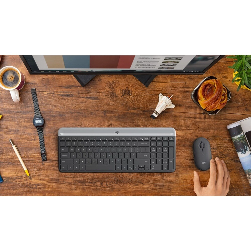 Logitech MK470 Combo Teclado y Mouse Inalámbrico Slim - Diseño Silencioso y Minimalista
