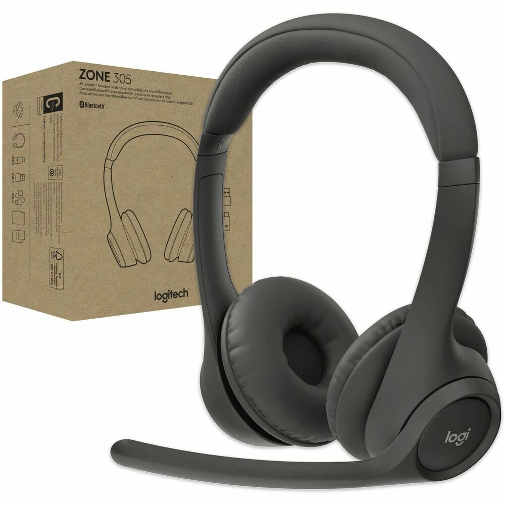 Logitech Zone 305 Auriculares Inalámbricos Bluetooth para Trabajo Híbrido con Certificación Teams