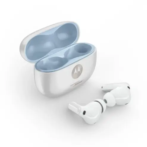 Motorola Moto Buds 2 Plus Blanco Bluetooth 6.0 ANC Dual Driver - Sonido espacial que dura todo el día