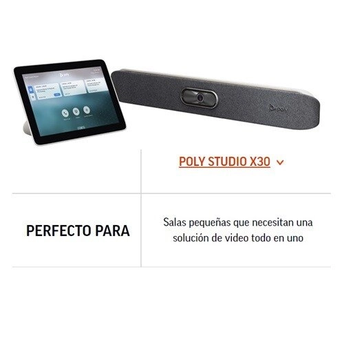 Poly Studio X30 Barra de Video All-in-One con Controlador TC8 y Poly+ 1 Año para Salas Pequeñas