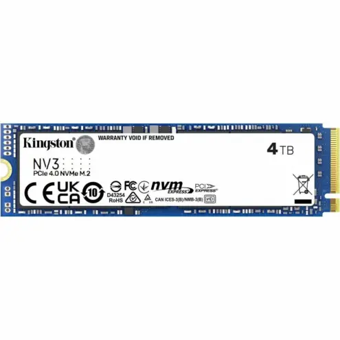 Kingston NV3 SSD 4TB M.2 NVMe PCIe 4.0 - Velocidad 6000MB/s para Gaming y Trabajo