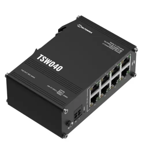Switch Teltonika TSW040 8 Puertos PoE+ 240W Industrial Plug & Play