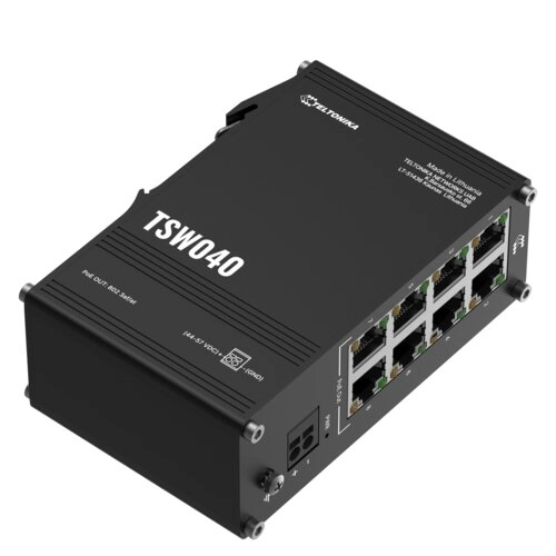 Switch Teltonika TSW040 8 Puertos PoE+ 240W Industrial Plug & Play