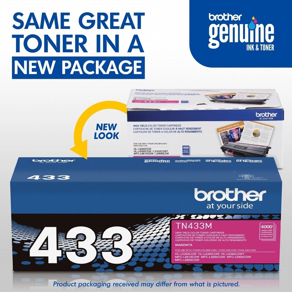 Toner Brother TN433M Magenta Alto Rendimiento 4000 Páginas Láser Original